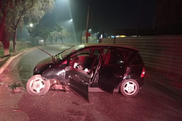 Motorista fica ferido ao perder o controle da direção e bater em árvore na avenida Fátima Porto