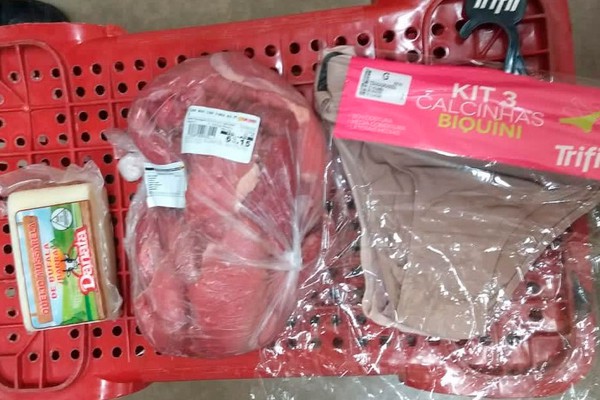 Mulher furta queijo, carne e kit de calcinhas em hipermercado e acaba presa em Patos de Minas