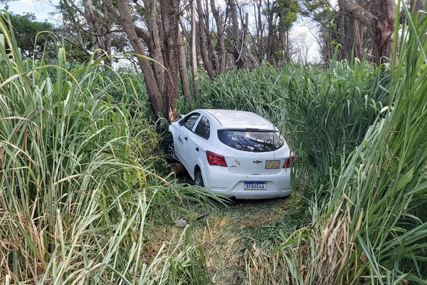 Motorista perde o controle em rotatória e atinge árvore na Estrada da Serrinha