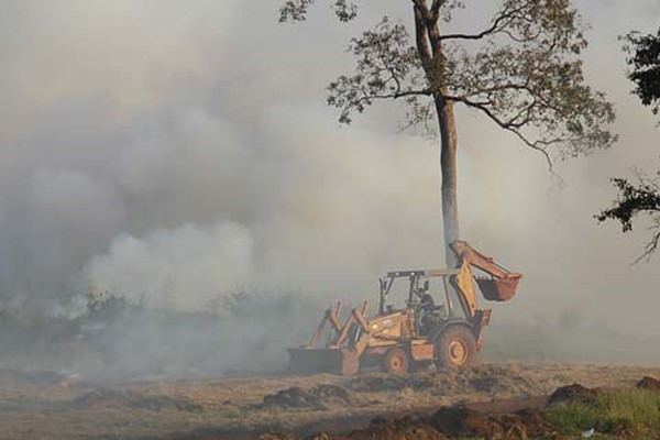 Queimada que pode ter sido criminosa destrói 5 hectares de pastagem e polui a cidade