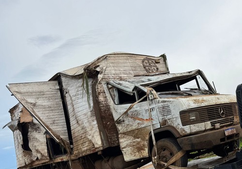 Motorista fica ferido após caminhão sair da pista na BR-354 em Rio Paranaíba