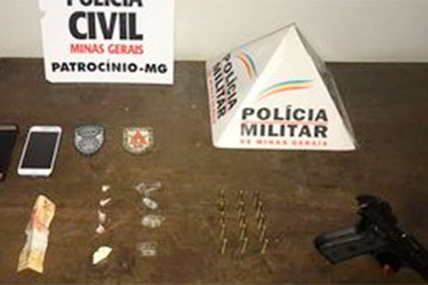 Ação Conjunta da PM e PC prende trio com pistola furtada de policial e drogas em Patrocínio