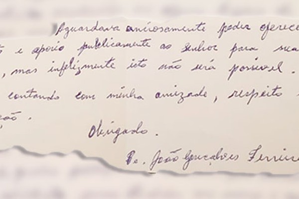 Em carta, padre João agradece ao prefeito José Eustáquio por atender pedidos para a comunidade