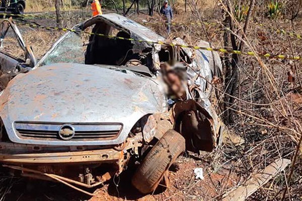 Motorista morre após capotamento na BR 365 e cachorrinha é encontrada ferida ao lado do corpo