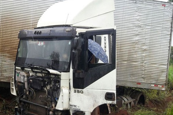 Motorista perde o controle de carreta, sai da pista e arranca árvores na MGC354