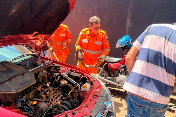 Mecânico é surpreendido com cobra de 1,5 m em motor de carro em Presidente Olegário