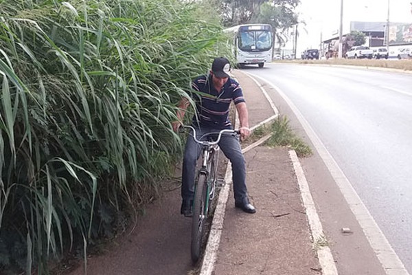 Mato toma conta de ciclovia na avenida J.K e descaso do poder público revolta ciclistas